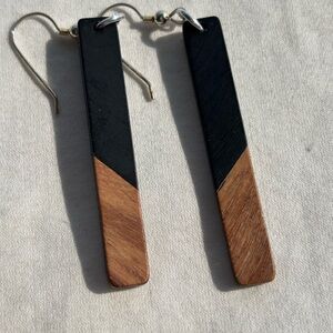 Black and Brown Wooden Earrings